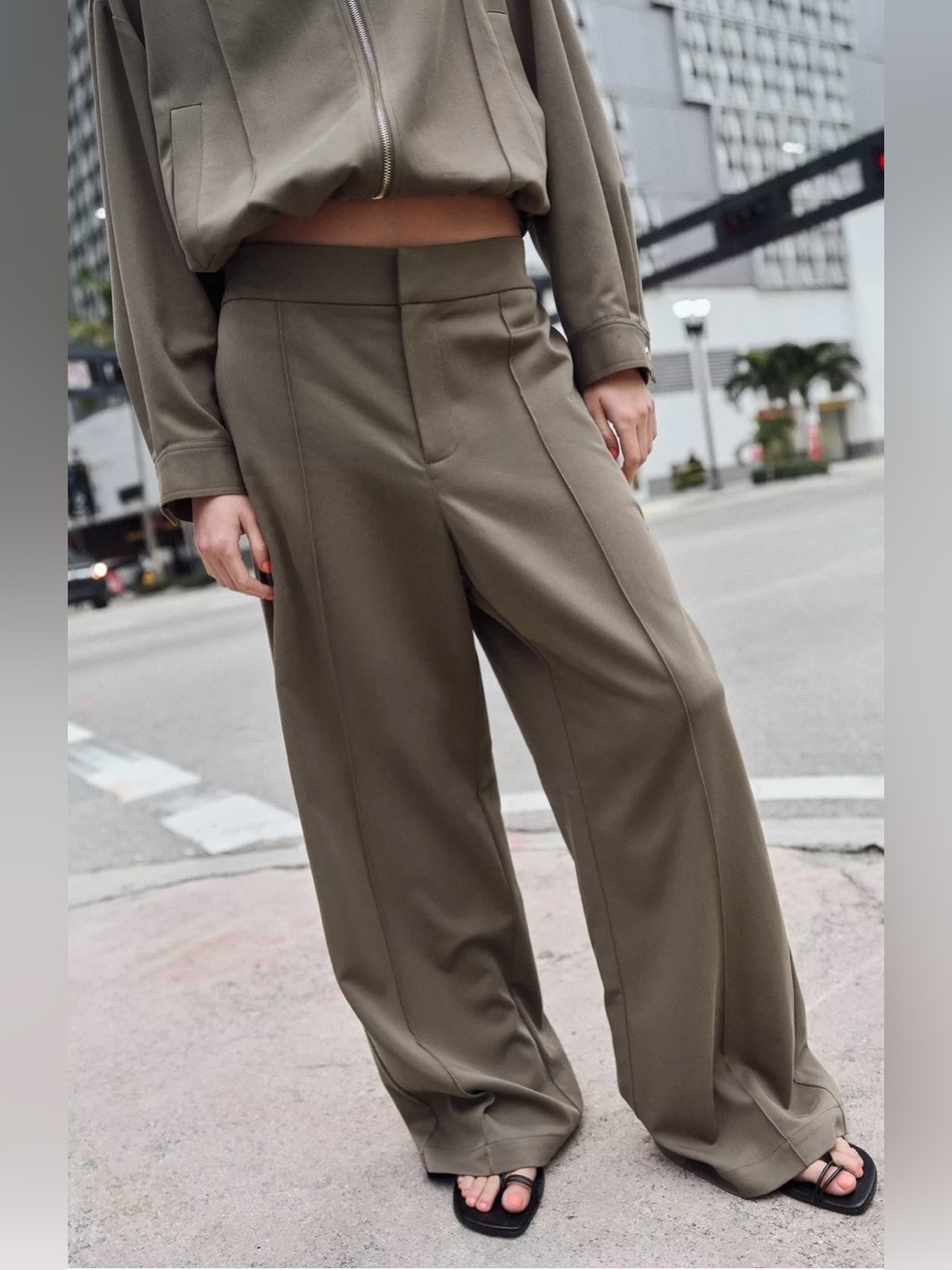 ZARA NWT High-Waist Straight Leg Seam Detail Pants